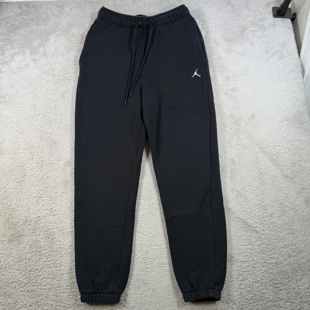 Air Jordan Joggers Mens Small Black Fleece Loose Fit Drawstring Gym Sweatpants